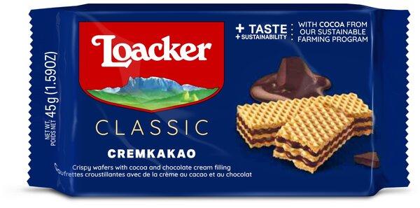 Вафли Loacker классик крем-какао 45 гр., флоу-пак