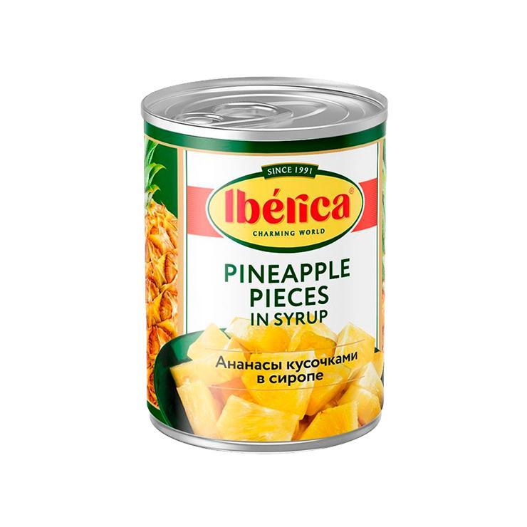 Ананасы IBERICA кусочки в собственном соку 565 гр., ж/б