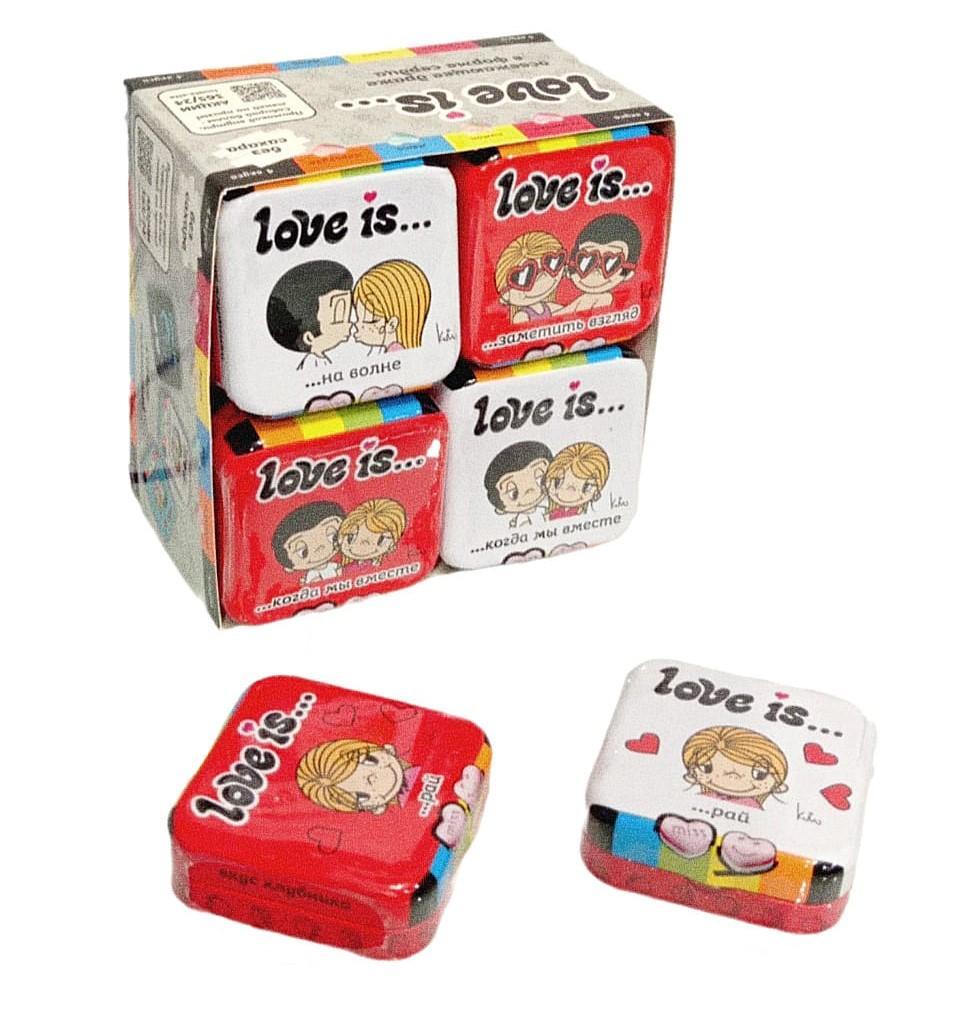 Конфеты Love is... в форме сердца клубника освежающие 20 гр., ж/б