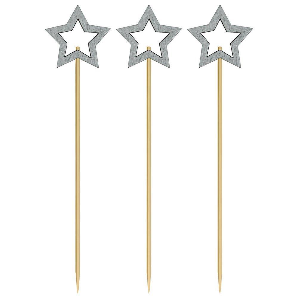 Шпажки для канапе Мультидом звездочет серебро 24 штуки 12 см., пакет