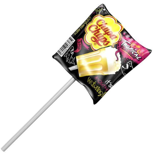 Карамель на палочке Chupa Chups тропический вкус 15 гр., обертка