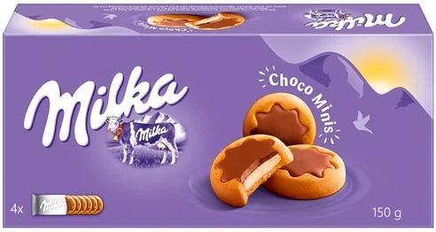 Печенье Milka Chocominis с молочной начинкой покрытое молочным шоколадом 150 гр., картон