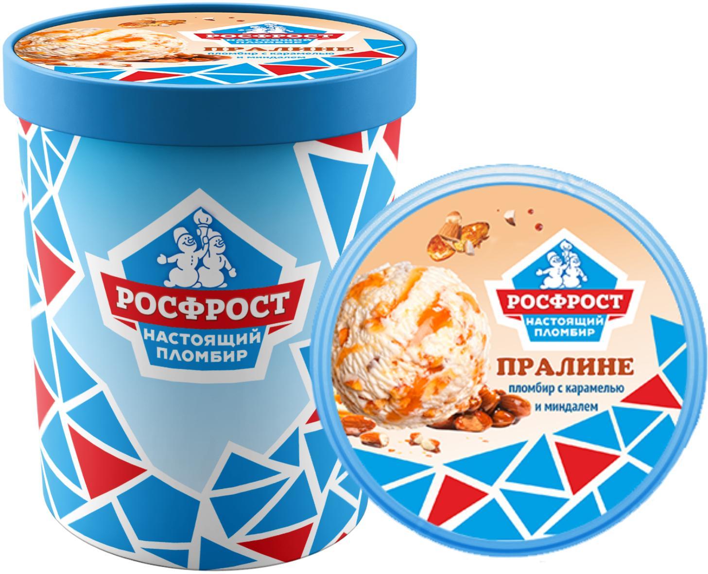 Мороженое Росфрост Настоящий пломбир Пралине 15% 450 гр., ПЭТ