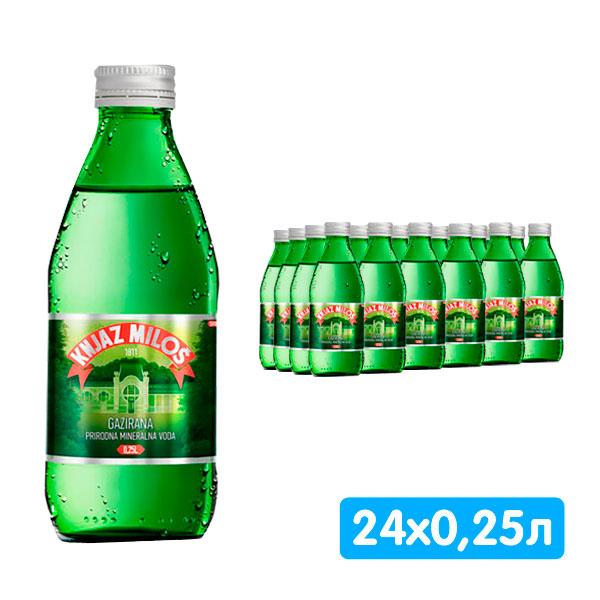 Вода газированная Knjaz Milos минеральная Сербия 250 мл., стекло