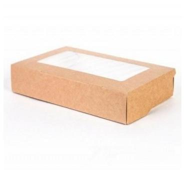 Коробка одноразовая картонная Doeco Eco tabox pro 1000 с окном, цвет коричневый 200х120х40 мм., Россия