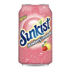 Напиток газированный Sunkist Strawberry lemonade клубничный лимонад США 355 мл., ж/б