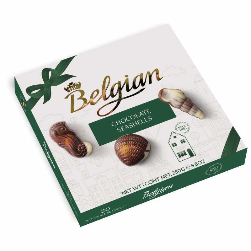 Конфеты шоколадные The Belgian Дары моря зеленый бант 250 гр., картон