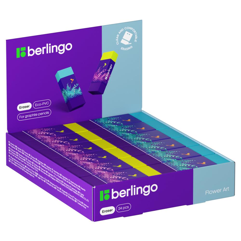 Ластик Berlingo Flower Art прямоугольный Eco-Pvc 48 х 18 х 10 мм ассорти., картон