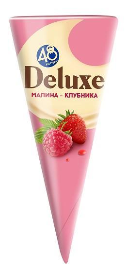 Мороженое 48 копеек Deluxe Клубника-Малина рожок 78 гр., обертка