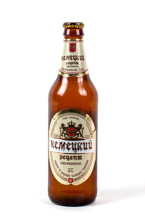 Пиво Липецкпиво Немецкий Рецепт нефильтрованное светлое нефильтрованное осветвленное, 500 мл., стекло