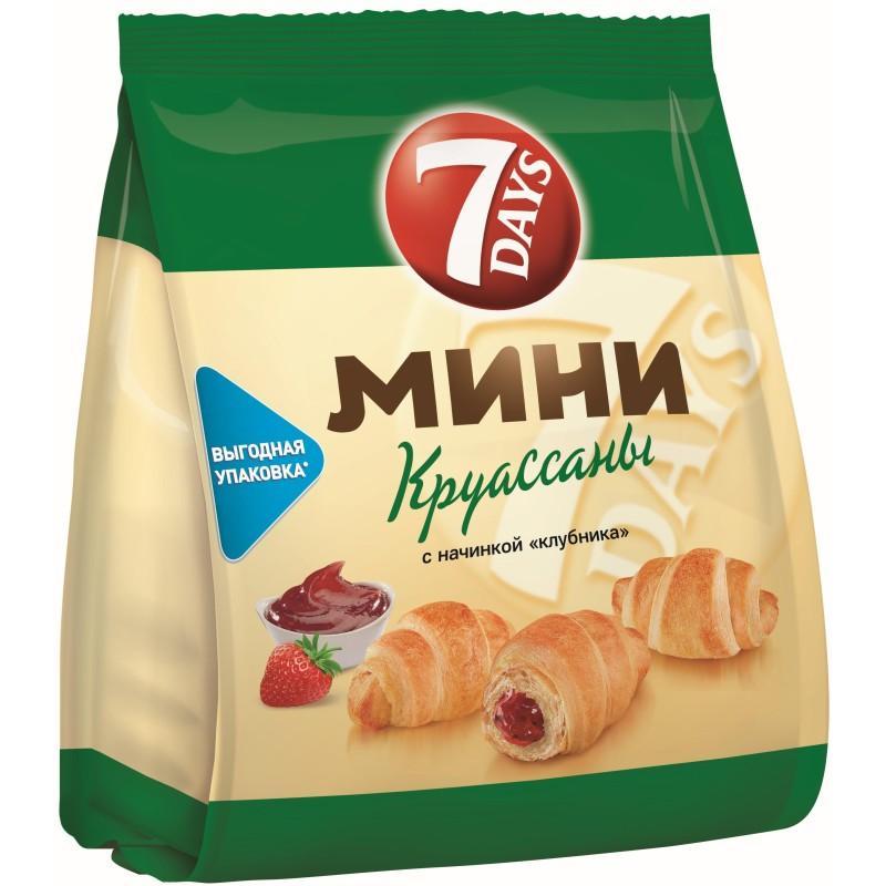 Круассаны 7 Days мини с кремом клубника 105 гр., флоу-пак