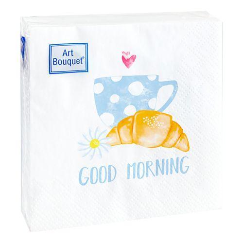 Салфетки бумажные Art Bouquet Good morning трехслойные 33х33 см. 20 шт., пакет
