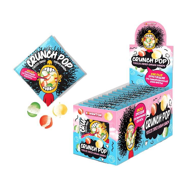 Конфеты жевательные Конфитой Crunch pop сублимированные кислые тутти-фрутти 9 гр., саше
