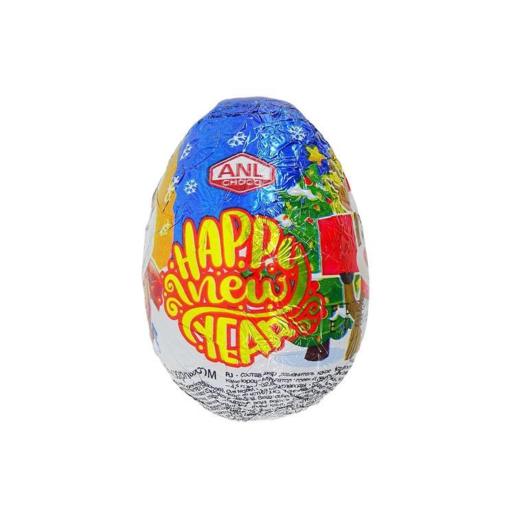 Шоколадное яйцо HAPPY NEW YEAR с  игрушкой-сюрпризом 25 гр., обертка
