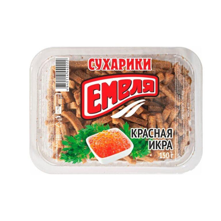 Сухарики Емеля со вкусом красной икры, 150 гр., ПЭТ