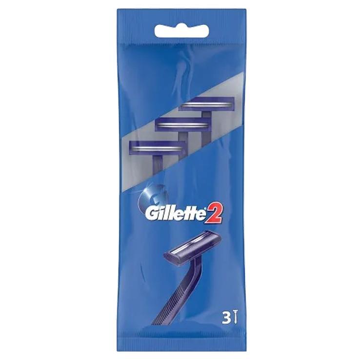 Станок Gillette 2 одноразовый 3 штуки, флоу-пак