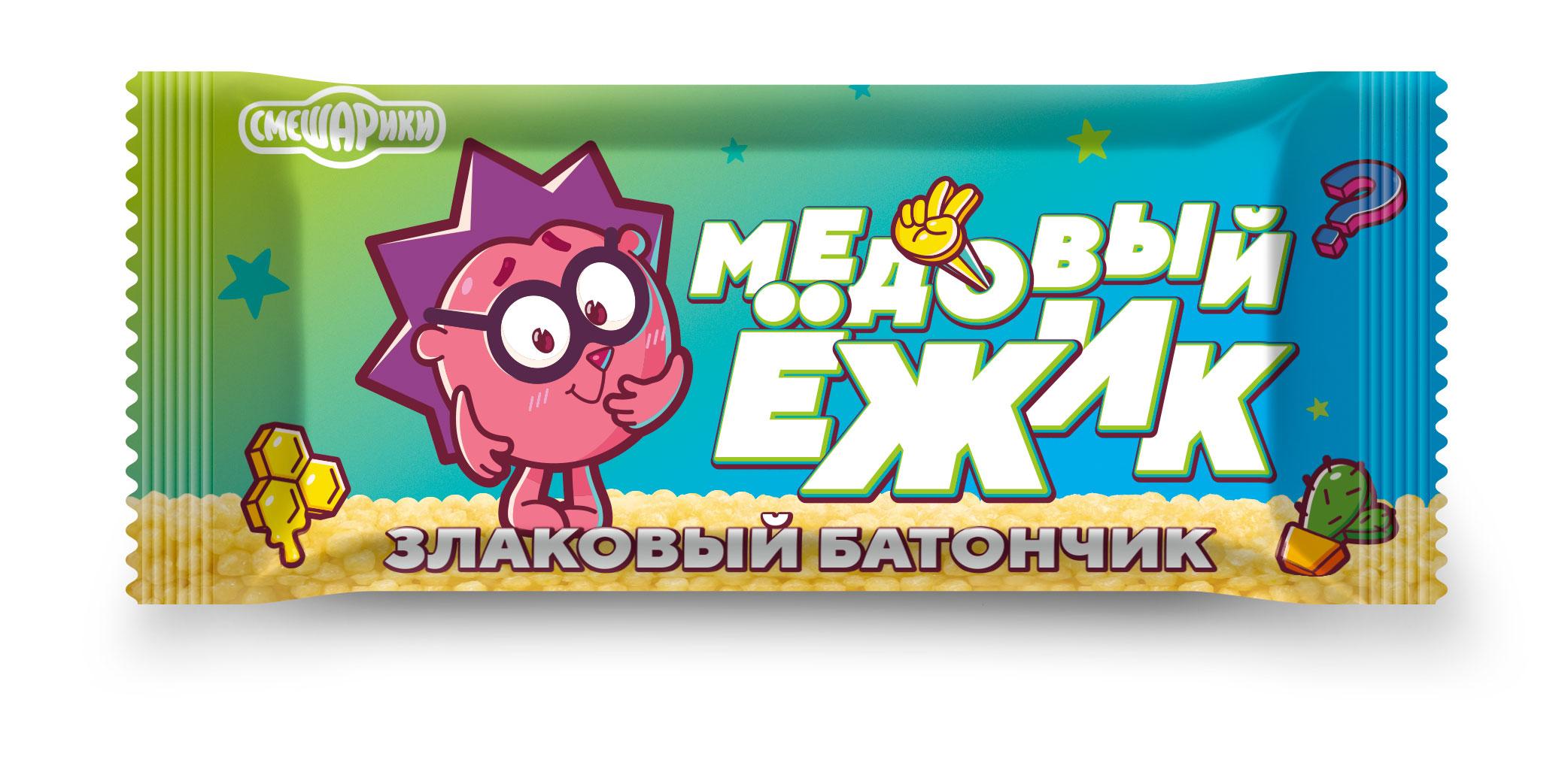 Батончик Смешарики Медовый Ежик злаковый 26 гр., флоу-пак
