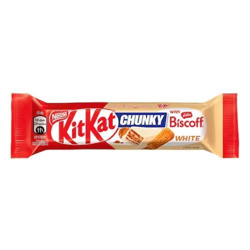 Батончик шоколадный KitKat Chunky Lotus Biscoff белый 42 гр., флоу-пак