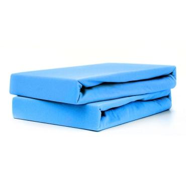 Простыня трикотажная на резинке 200*200 100% хлопок, плотность 145 гр., голубая дымка, пластиковый пакет