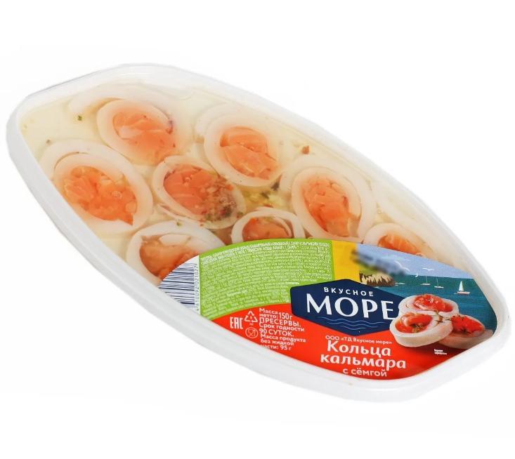 Кольца кальмара Вкусное море с семгой в масле 150 гр., ПЭТ