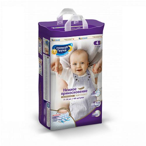 Подгузники для детей СОЛНЦЕ И ЛУНА ECO 4/L (7-14 кг) jambo-pack 44 шт., пакет