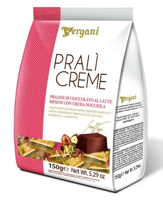 Конфеты шоколадные Vergani Pralicreme Hazelnut с фундучным кремом 150 гр., флоу-пак