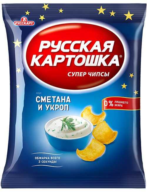 Чипсы картофельные Русская Картошка Сметана укроп, 140 гр., флоу-пак