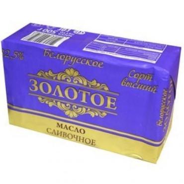Масло сливочное Золотое Белорусское 82,5%, 500 гр., обертка фольга/бумага