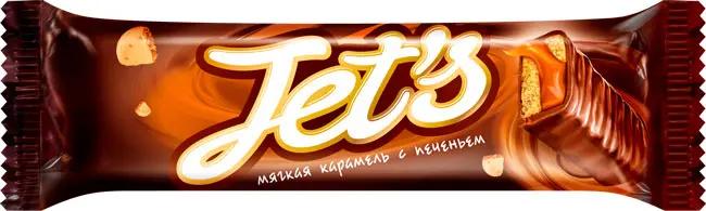 Батончик шоколадный Jet's с печеньем и мягкой карамелью 42 гр., флоу-пак