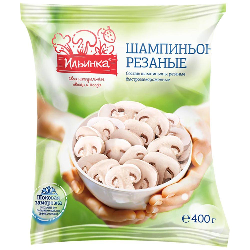 Шампиньоны Ильинка резаные, 400 гр., флоу-пак