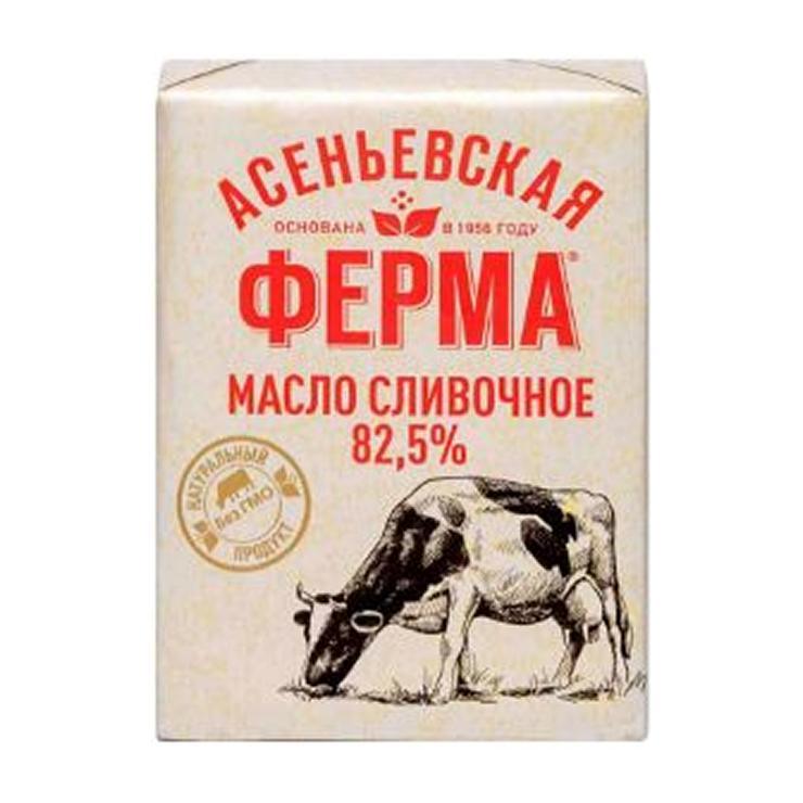Масло сладко-сливочное Асеньевская ферма традиционное 82,5% 180 гр., обертка