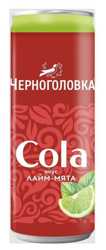 Напиток газированный Черноголовка кола лайм мята 330 мл., ж/б