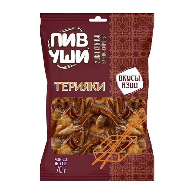 Уши свин Пивуши Терияки варено-копченые 70 гр., флоу-пак