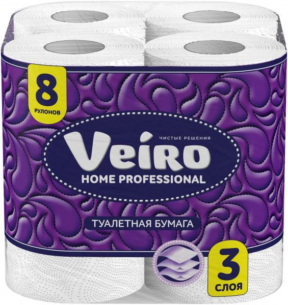 Туалетная бумага Veiro Home Professional 3 слоя 8 шт., флоу-пак