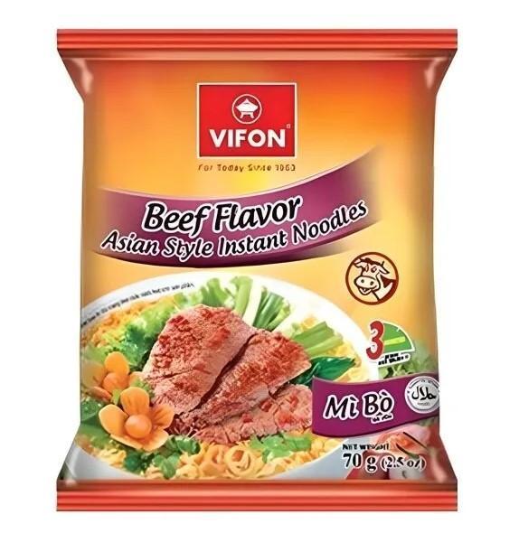 Лапша быстрого приготовления пшеничная Vifon со вкусом Говядина Премиум 70 гр., флоу-пак