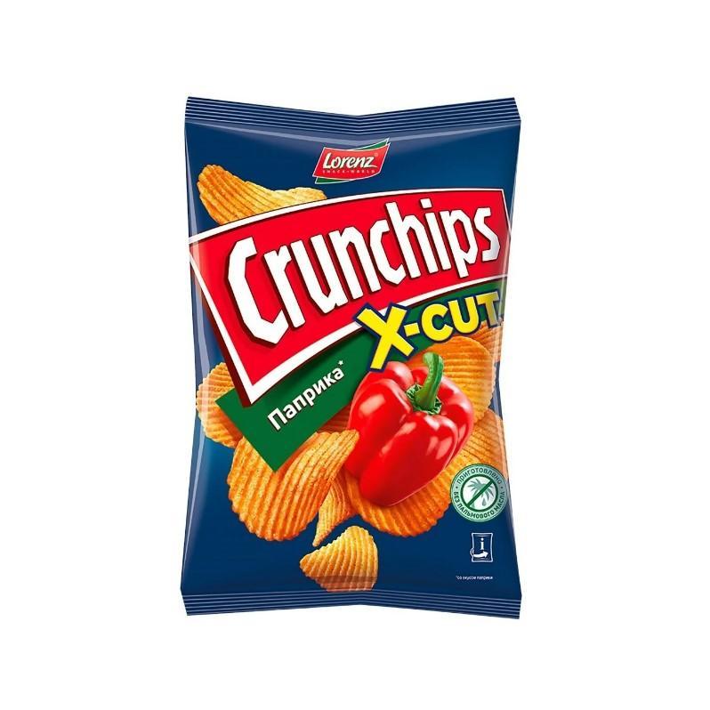 Картофельные чипсы Crunchips x-cut со вкусом паприки 70 гр., флоу-пак