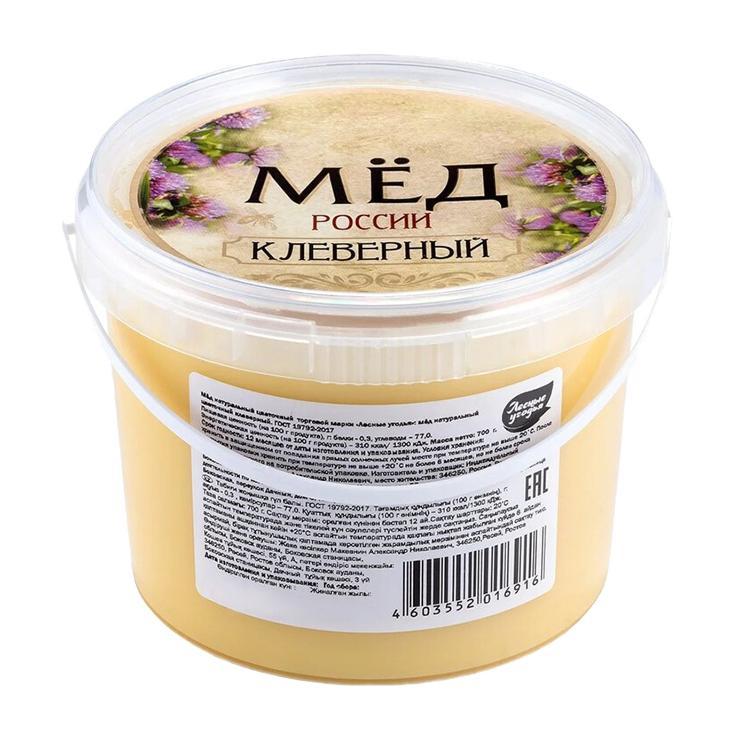 Мед Лесные Угодья клеверный 700 гр., ведро