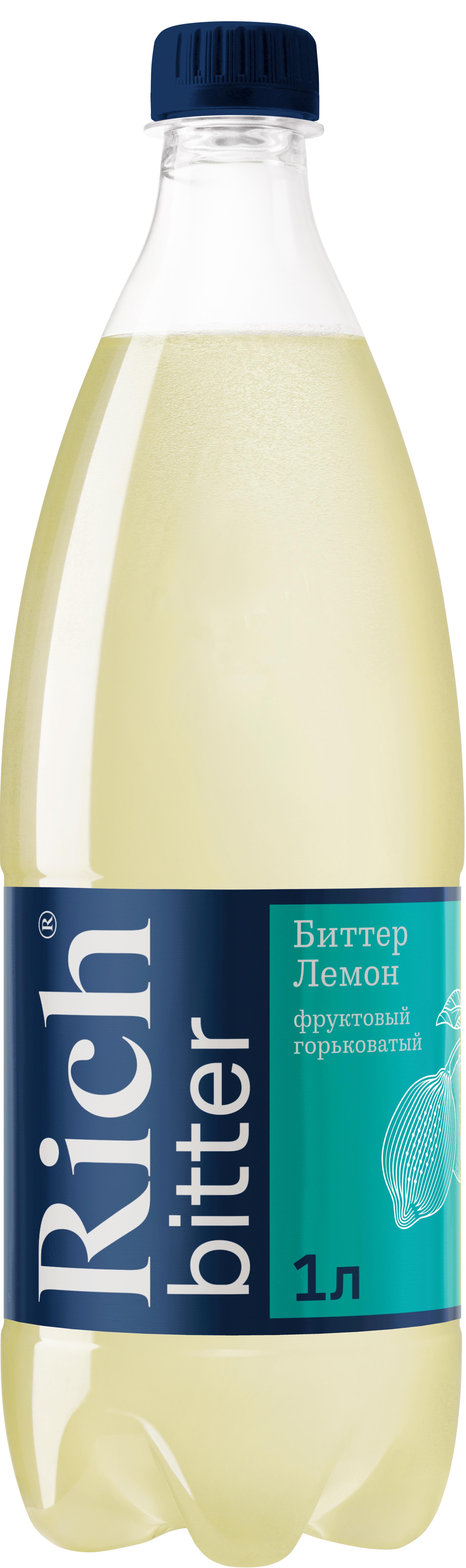Напиток газированный Rich Bitter Lemon лимон 1 л., ПЭТ