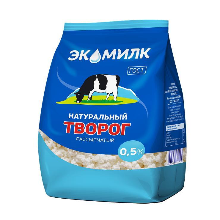 Творог Экомилк рассыпчатый 0,5% 280 гр., флоу-пак