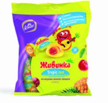 Конфеты Konti Живинка ананас-вишня 250 гр., флоу-пак
