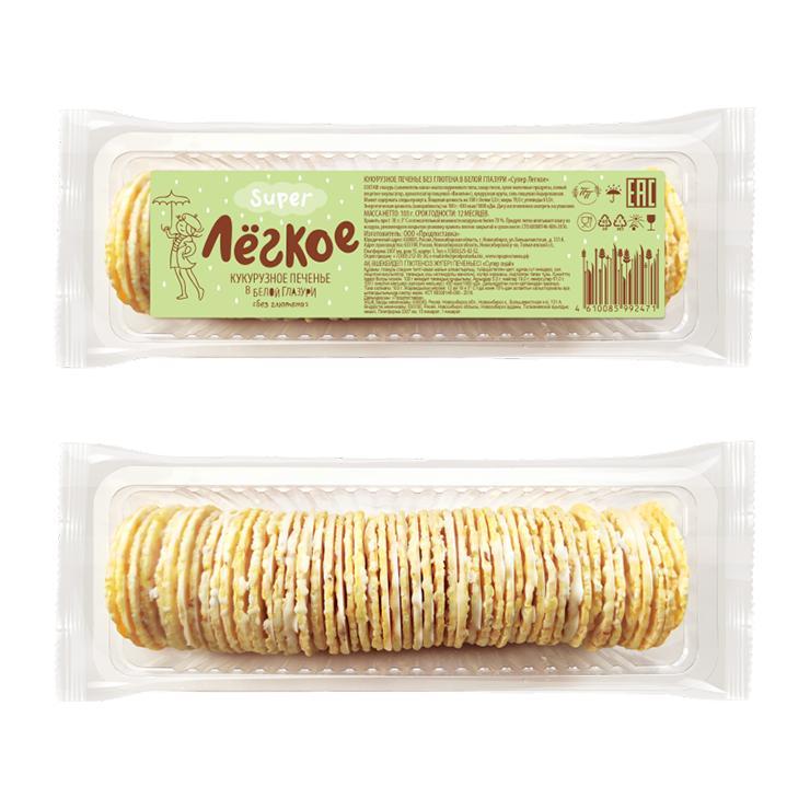 Печенье Тонкий стиль Super кукурузное легкое без глютена белая глазурь 103 гр., флоу-пак