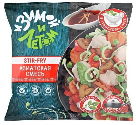 Смесь овощная Зимой и летом азиатская с грибами и соусом 400 гр., флоу-пак