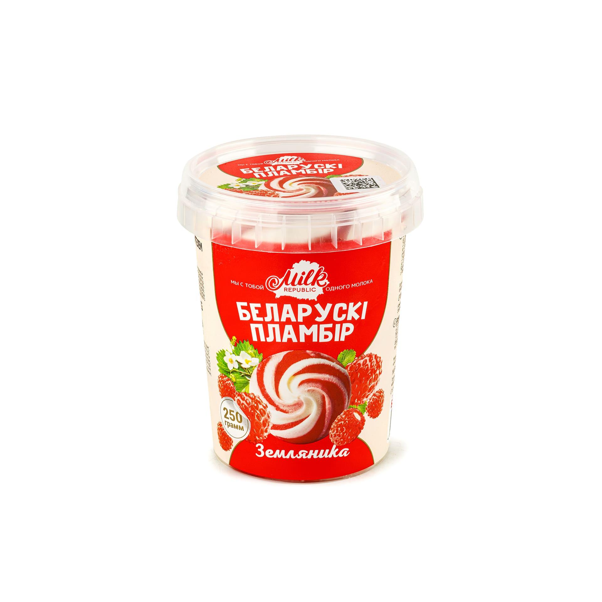 Мороженое пломбир MILK REPUBLIC Белорусский пломбир земляника 250 гр., стакан