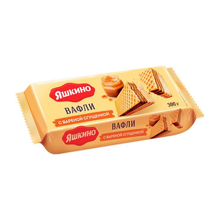 Вафли Яшкино вареная сгущёнка 300 гр., флоу-пак