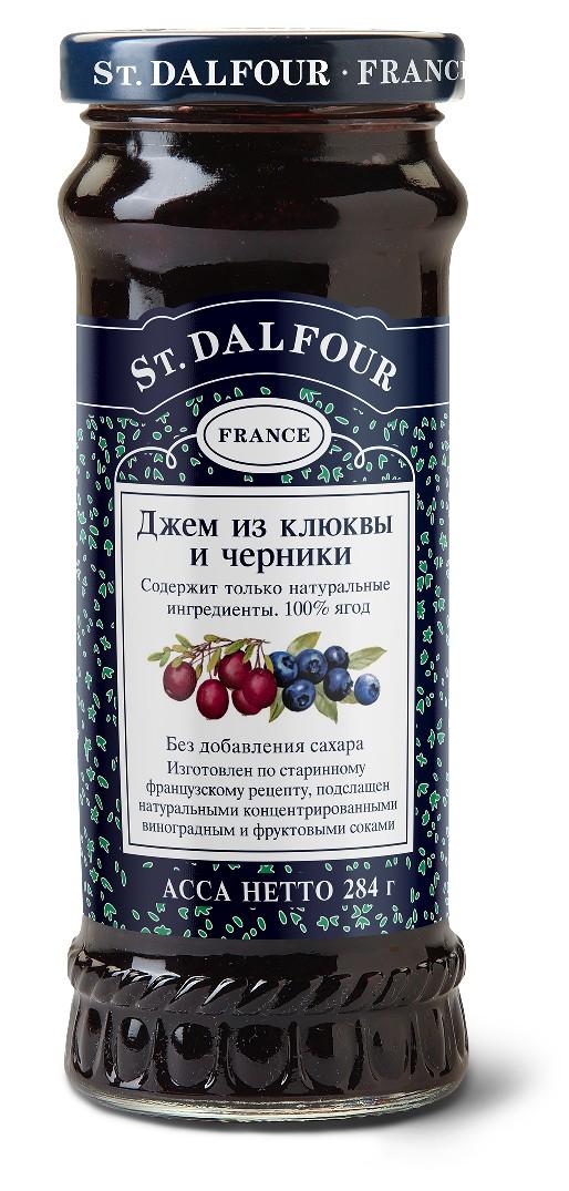 Джем St.Dalfour Клюква и Черника 100% фруктов без сахара, 284 гр., стекло