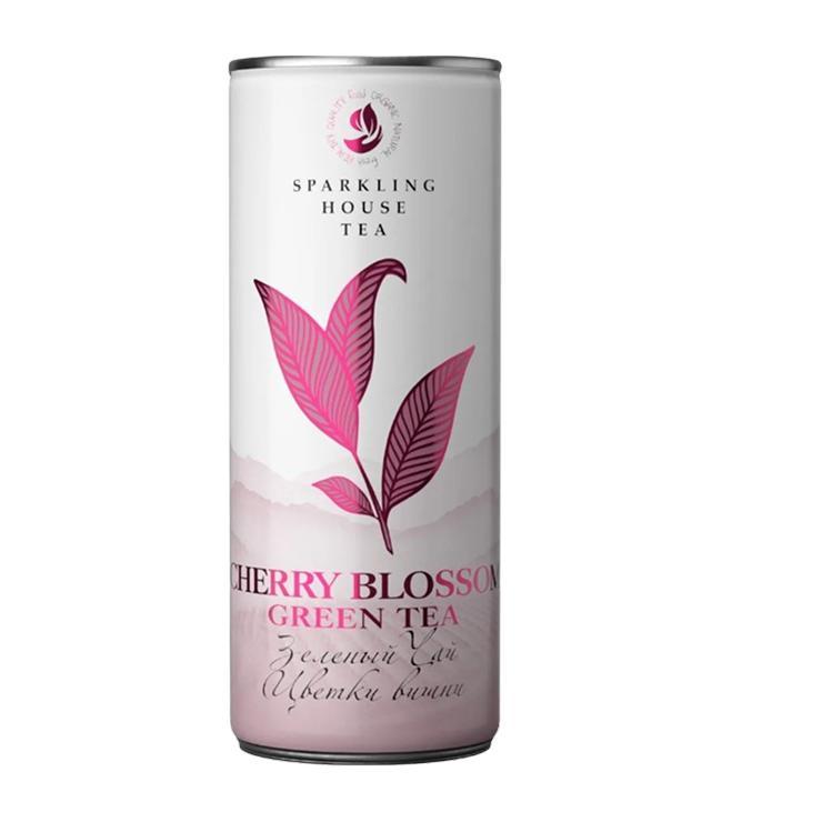 Чай холодный Sparkling house tea зеленый чай газированный со вкусом вишни 330 мл., ж/б