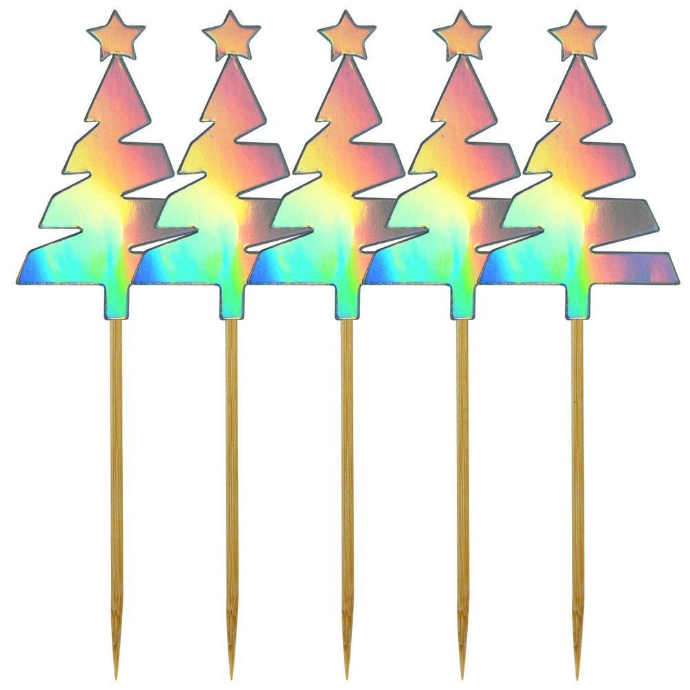 Топпер для украшения Мультидом ель-колор 5 штук 15 см., пакет