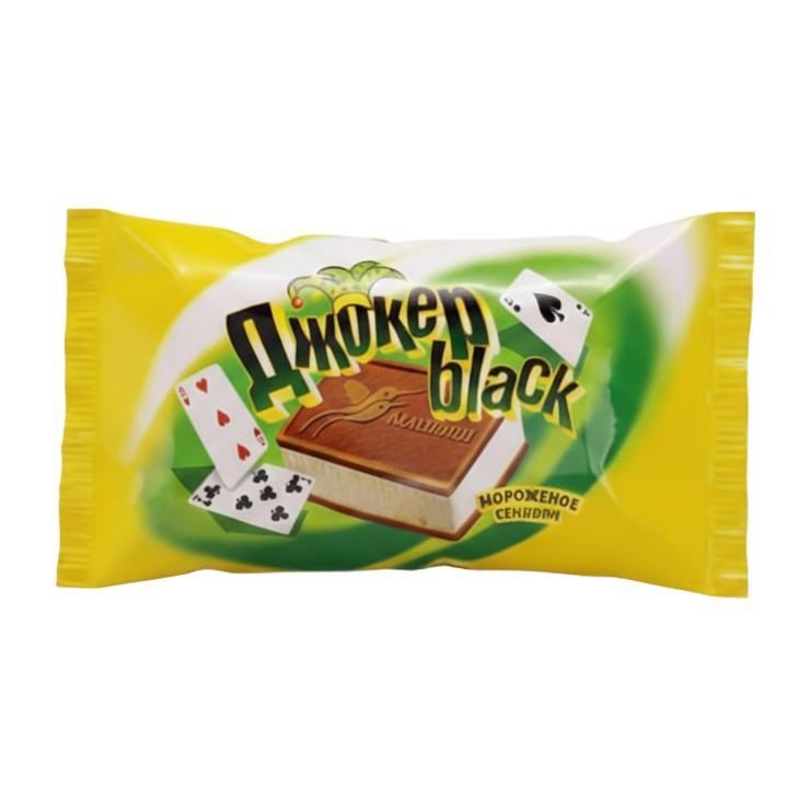 Мороженое пломбир Колибри сэндвич джокер блэк шоколадное печенье 100 гр., флоу-пак
