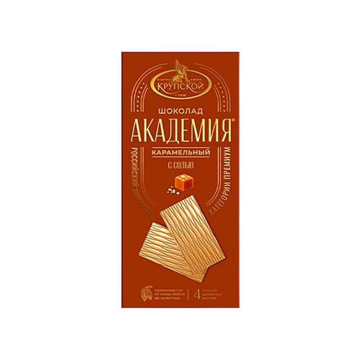 Шоколад КФ им. Крупской Академия порционный белый карамельный с солью 88 гр., картон