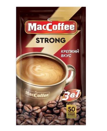 Кофе MacCoffee Strong 3 в 1 крепкий 50 пакетиков 900 гр., флоу-пак